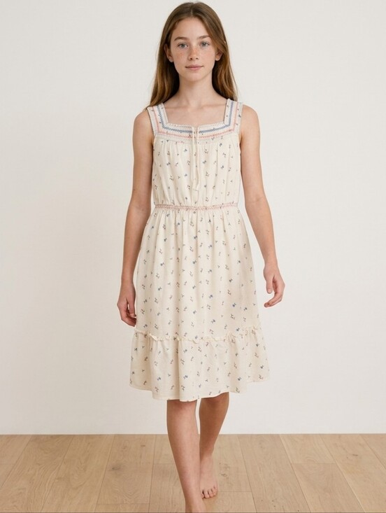 Old Navy Other - Old Navy cinched-waist dress ditsy floral embroidered Square Neckline XL 14-16